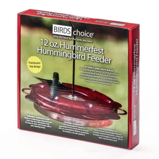 Birds Choice 12oz Hummerfest Hummingbird Feeder: Weather-Resistant, Bee Proof Ports, Brass Hanger image {5}