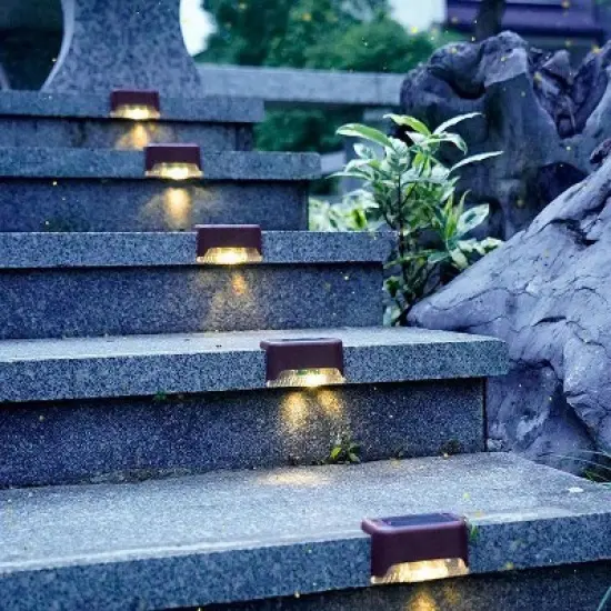 Link 8 Pack Solar Step Lights Waterproof Pathway Deck Lights Outdoor Patio Yard Garden Garage Warm Light image {2}