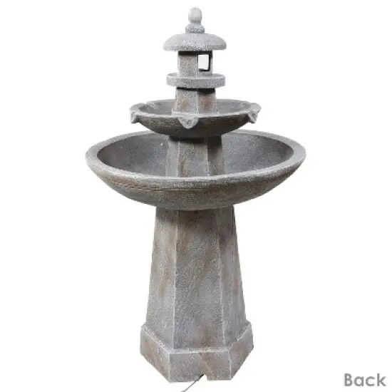 Sunnydaze 40"H Electric Polyresin 2-Tiered Pagoda Outdoor Water Fountain with LED Light image {7}
