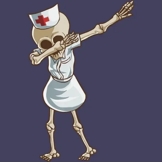 Women's Design By Humans Halloween Dabbing Funny Skeleton Nurse RN Costume Gift By COVI Racerback Tank Top image {1}