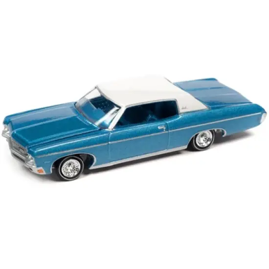 1970 Chevrolet Impala Custom Coupe Astro Blue Met. w/White Vinyl Top "Luxury Cruisers" 1/64 Diecast Model Car by Auto World image {1}