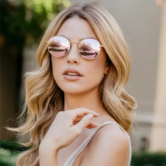 WMP Eyewear Trendy Round Metal Frame Polarized Sunglasses image {2}