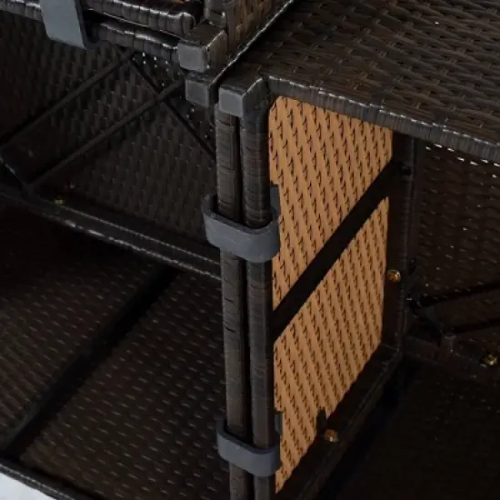 9pc Wicker Patio Sectional Seating Set with Cushions - Beige - GODEER image {10}