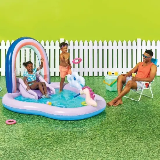 70'' x 92'' x 50'' Play Center Update 34 gal Novelty Kiddie Pool Rainbow - Sun Squad&trade;: Inflatable, Water Sprays image {1}