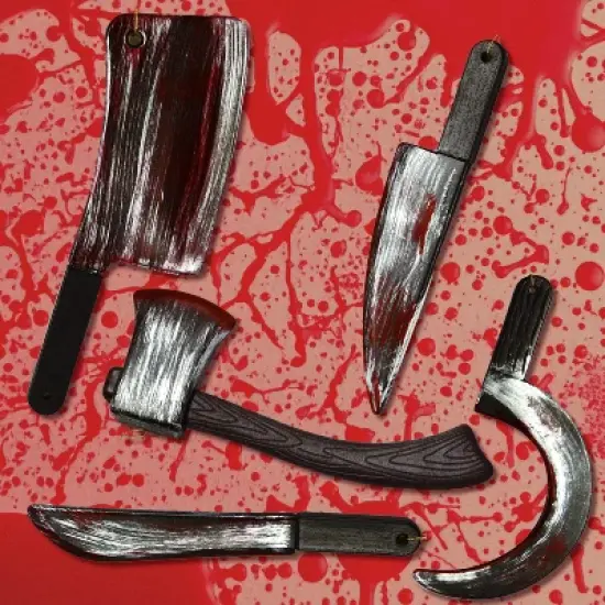 Joyfy 5 Pcs Halloween Fake Blood Weapon Props, Prop Knife Toy Haunted House Fake Knife, Halloween Indoor and Outdoor Decorations image {9}