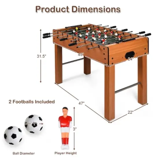 48''Foosball Table Indoor Soccer Game Table Christmas Families Party Recreation image {9}