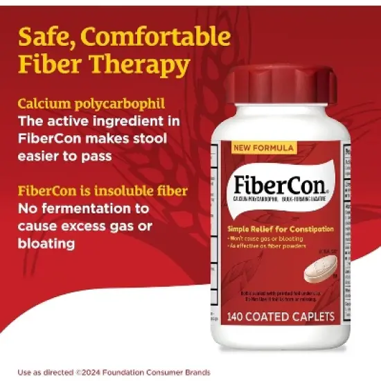 Fibercon - Fiber Therapy for Regularity Capsules, 140 Count image {2}