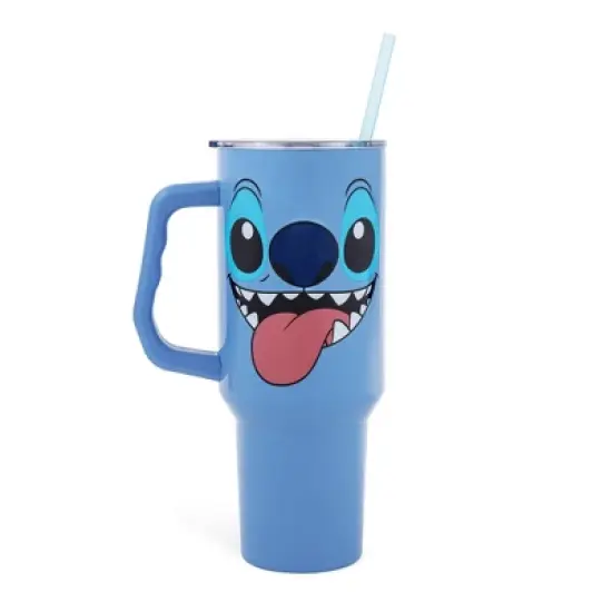 Silver Buffalo Disney Lilo & Stitch Face Stainless Steel Tumbler With Handle | Holds 40 Ounces image {9}
