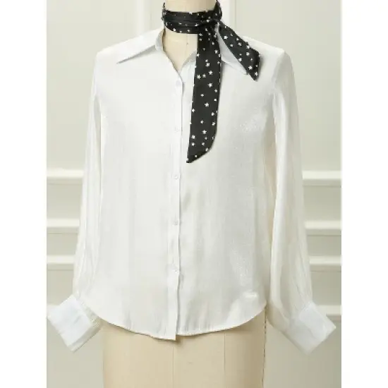 Allegra K Women's Star Print Double Sided Skinny Neck Scarves Neckerchief Hair Wrap image {1}