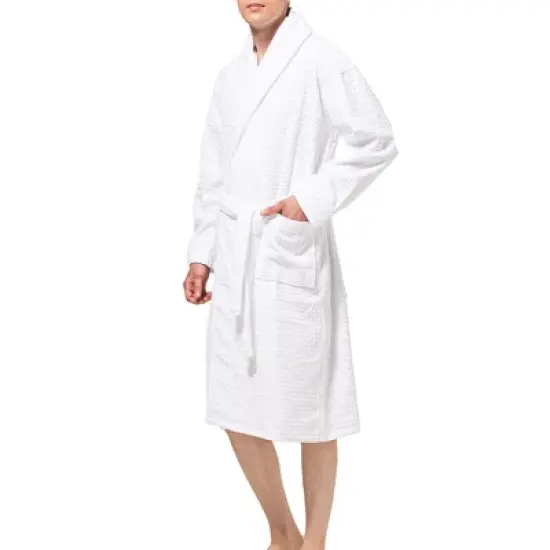 Alpine Swiss Dario Mens Luxury Waffle Knit Cotton Bathrobe Shawl Collar Hotel Spa Robe image {5}