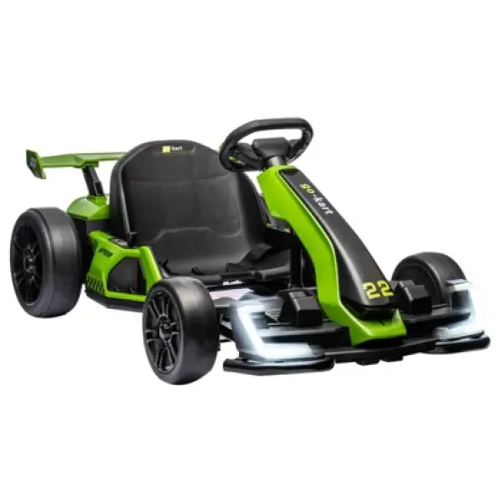 Go Karts for Kids, 24V Electric Go Kart with 2 * 150W Powerful Motors,8mph, 110lbs,W/Button Start,Lights,Safety Belt, Music image {10}