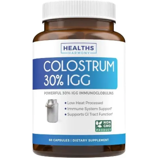 Colostrum 30% IGG Capsules, Colostrum Supplement for Gut Health & Immune Support, 1,000mg Bovine Colostrum, Healths Harmony, 60ct or 120ct image {3}