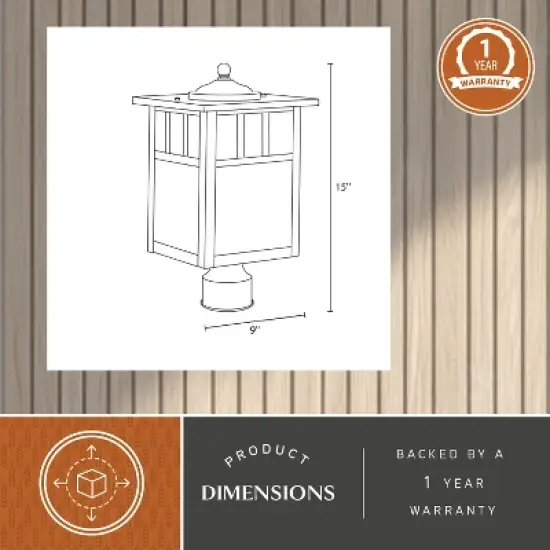 VAXCEL Mission 1L Bronze Outdoor Rectangle Post Light Honey Glass image {1}