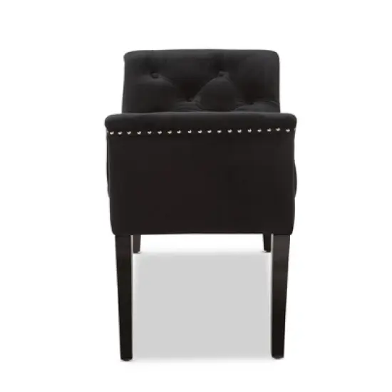 Chandelle Luxe and Contemporary Velvet Upholstered Bench Black - Baxton Studio image {2}