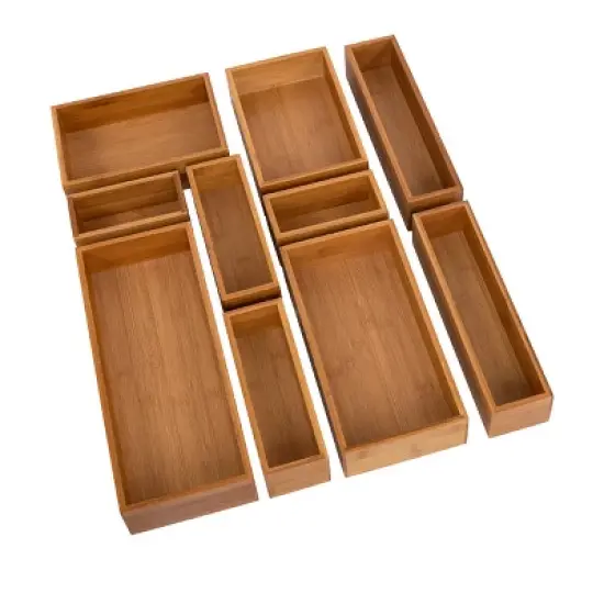 Seville Classics 10-Piece Natural Bamboo Storage Organizer Box Set image {7}