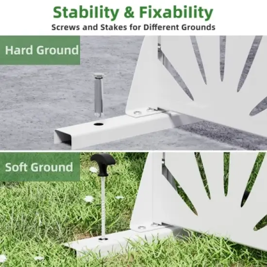 46.8in.W x 71.37in.H White Galvanized Sheet Outdoor Private Screen Decorative Art Panel image {3}