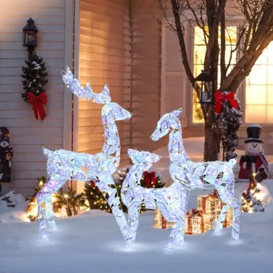 LuxenHome 3-Piece Multi-Color Snowflake Deer Family Outdoor Holiday Decoration with 460 Lights image {8}