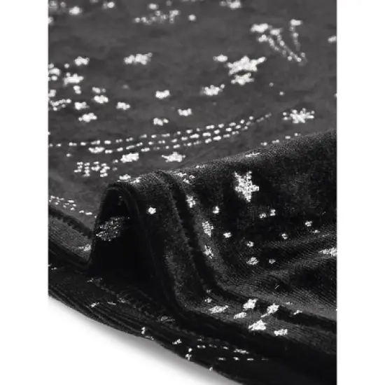 Agnes Orinda Women's Plus Size Outfits Fashion Sparkle Stars Stretch Velvet Long Sleeve Dresses image {4}