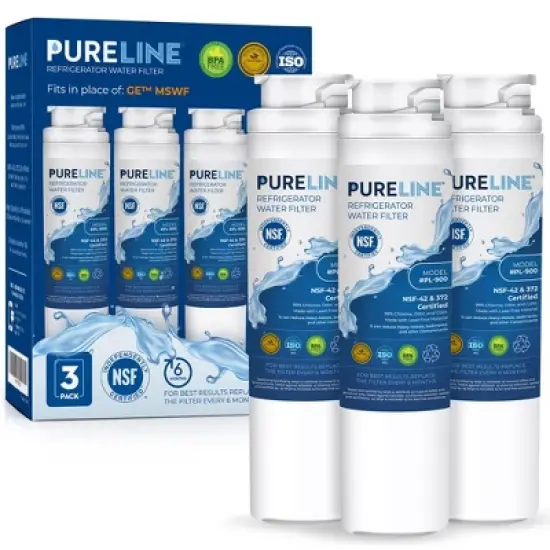 PureLine GE MSWF Refrigerator Water Filter Replacement, Compatible with RWF1500A, 101820A, 101821B Filters (3 Pack) image {6}