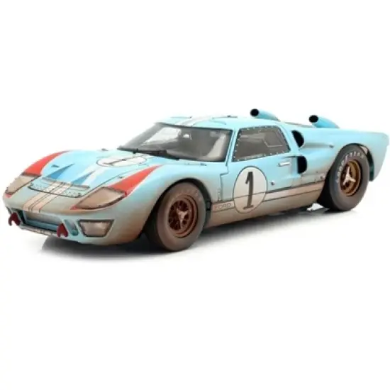 1966 Ford GT-40 MK II #1 Light Blue Miles - Hulme Le Mans (Dirty Version) 1/18 Diecast Model Car by Shelby Collectibles image {1}