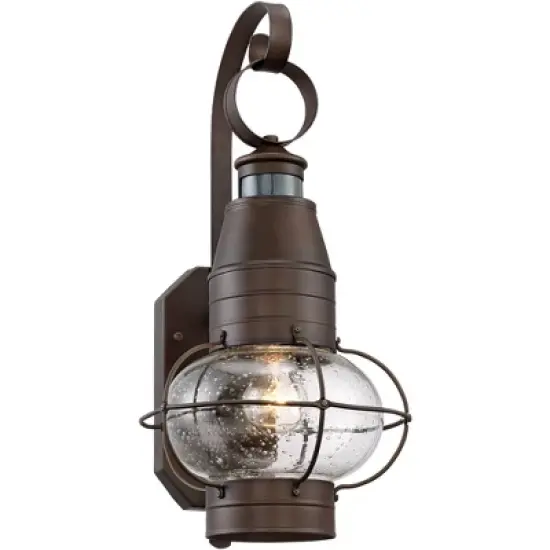 John Timberland Galt Rustic Outdoor Wall Light Fixture Oil Rubbed Bronze Motion Sensor Dusk to Dawn 19 3/4" Clear Seedy Glass for Post Exterior Barn image {5}