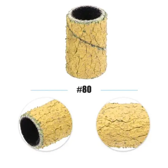 Unique Bargains Nail Drill Bits 80 Grit Sanding Bands Set 100 Pcs Yellow image {2}