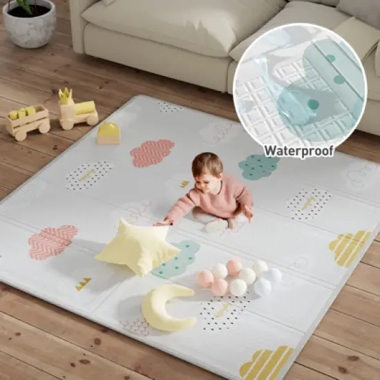 Fodoss Baby Playpen with Mat &ndash; 59x59in Safety Play Yard for Babies & Toddlers, Indoor & Outdoor Activity Center, Toddler Fence image {4}