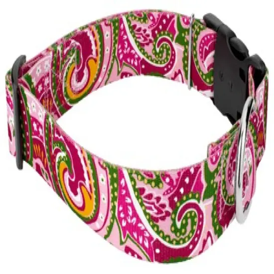 Country Brook Petz 1 1/2 Inch Deluxe Pink Paisley Dog Collar image {3}