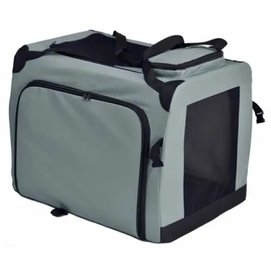 Pet Life Hounda Accordion Metal Framed Soft-Folding Collapsible Dual-Sided Expandable Dog Crate - Gray image {5}