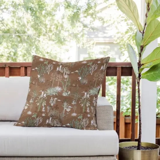 26"x26" Deny Designs D'Annick Cactus Landscape Outdoor Throw Pillow: UV Protected, Mildew Resistant image {1}