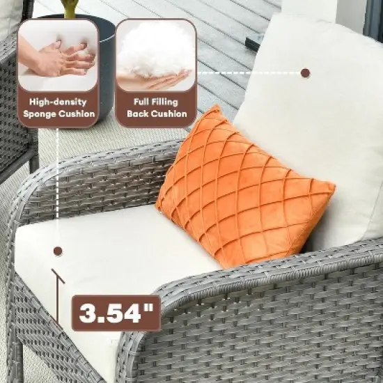 XIZZI Outdoor Wicker Sofa Set with Optional Swivel Chairs, 3.5" Cushions 5 Colors (Gray, Black, Navy, etc.), All-Weather Rattan, Modular 2-7 Pieces image {4}