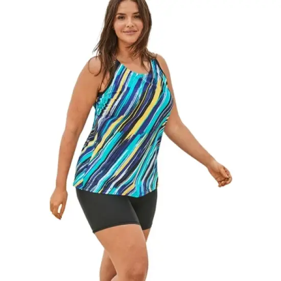 Swim 365 Women&rsquo;s Plus Size Longer-Length Racerback Tankini Top image {4}
