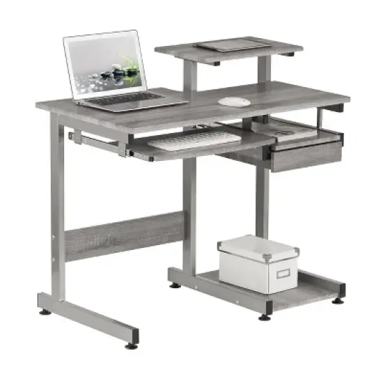 Complete Computer Workstation Desk Gray - Techni Mobili image {3}