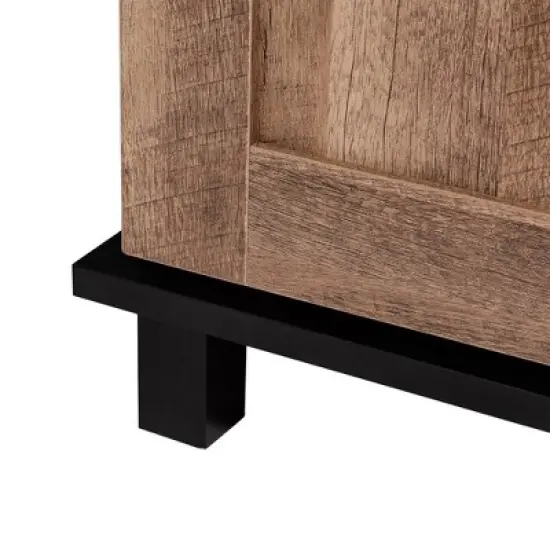 Modern Industrial Wine Cabinet with Sliding Door Brown - Glitzhome image {7}