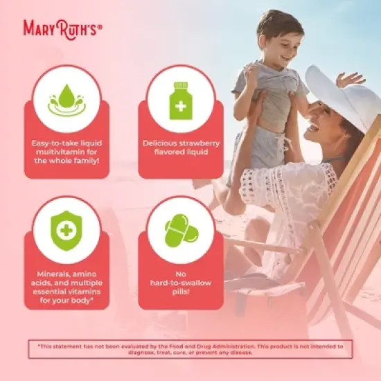 MaryRuth's Morning Multivitamin Liquid, Strawberry, 32 oz image {5}