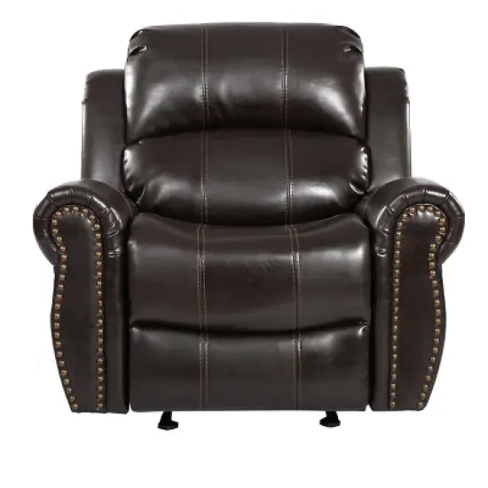 Charlie Bonded Leather Glider Recliner Club Chair - Christopher Knight Home: Studded, Wide Seat image {1}