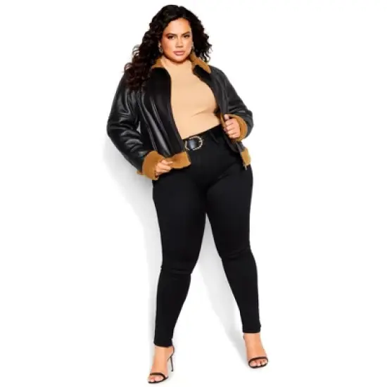 Women's Plus Size Meredith Jacket - black caramel | CITY CHIC image {1}