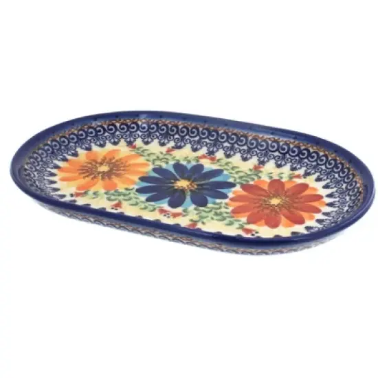 Blue Rose Polish Pottery 118 Vena Small Oval Dish image {1}