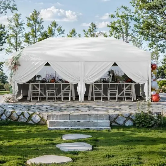 GustoWave 10 X 20ft Pop-Up Canopy with 6 Removable Sidewalls for Camping image {11}