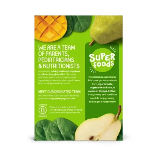 HappyTot Super Foods 4pk Organic Pears Mangos & Spinach with Super Chia - 16.88oz image {2}