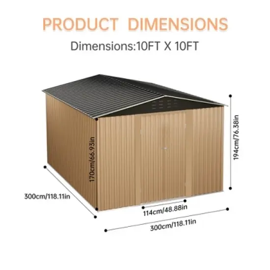 8x8 FT Metal Storage Shed, with Lockable Doors & Slooping Roof,Updated Reinforced Door,Tool/Bike Sheds for Backyard, Patio, Poolside,Garage image {1}