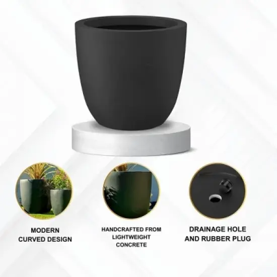Rosemead Home & Garden, Inc. Weathered Concrete Outdoor Planter Pot Black image {4}