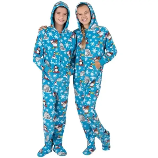 Footed Pajamas - Winter Wonderland Kids Hoodie Fleece Onesie image {4}