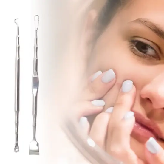 Unique Bargains Hook Tip Pimple Extractor 5.11" Silver Tone 1 Set image {3}