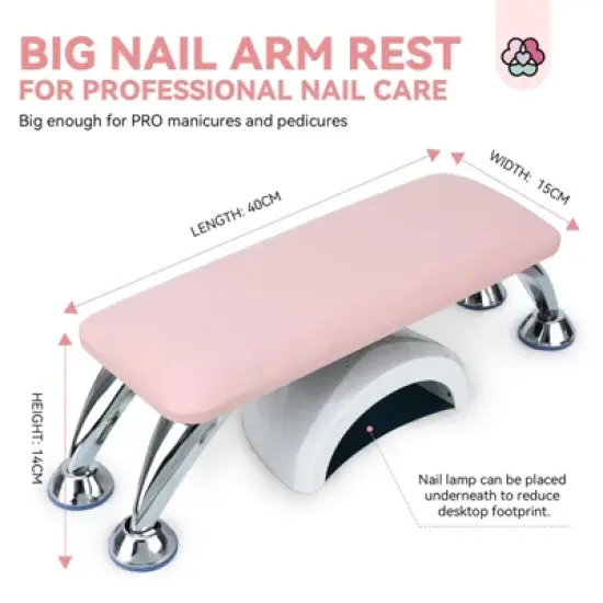 Saviland Pro Nail Arm Rest Set - Pink Faux Leather Hand Rest & Non-Slip Mat for Acrylic Nails. image {2}