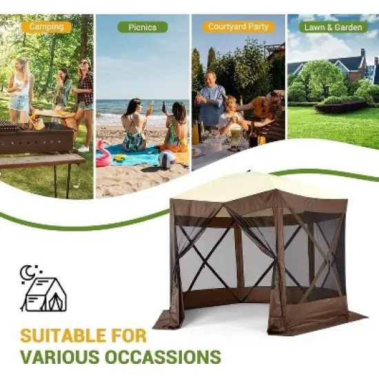 10'x10' Instant Screen House Tent, Outdoor Gazebo with 6 Mesh Walls, Lightweight Folding Shelter for Camping, Backyard & Patio image {3}