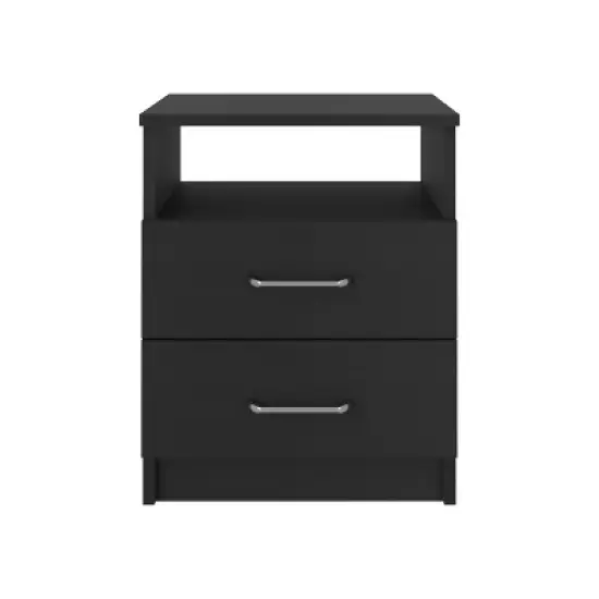 Kumasinova Modern Nightstand with Open Shelf,19.9" Wooden Night Stand with Drawers,Functional Bedside Table for Bedroom,Bedroom Furniture image {4}