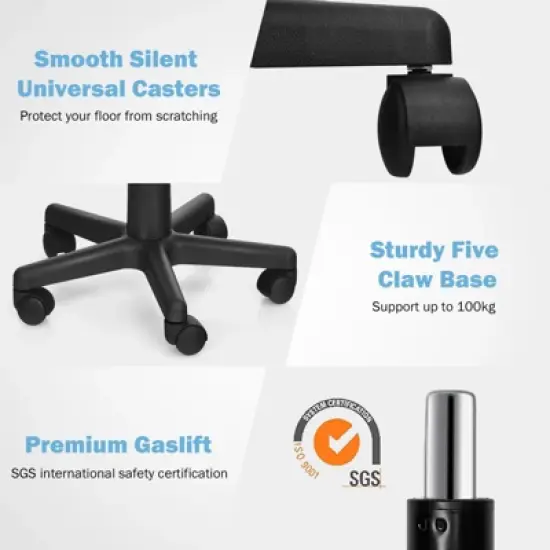 Tangkula Armless Mesh Office Chair Ergonomic Swivel Computer Desk Chair Height Adjustable Task Chair for Adults and Kids image {9}