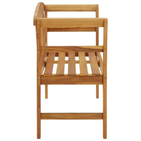 vidaXL Outdoor Patio Bench Garden Park Bench with Armrests Solid Wood Acacia - 44.9" image {2}