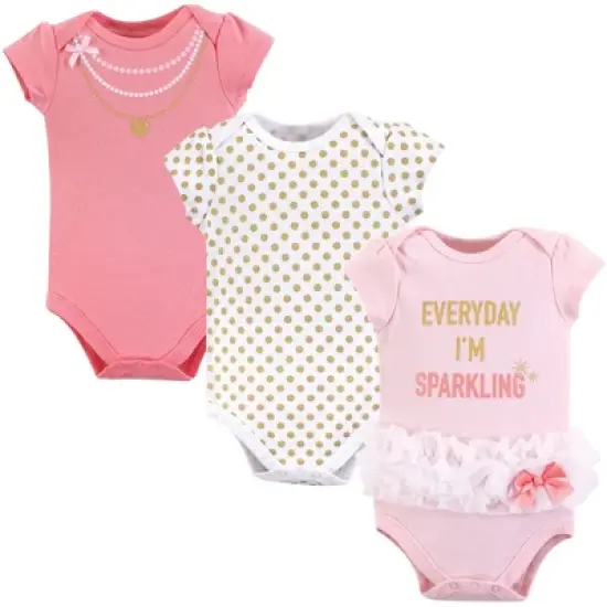 Little Treasure Baby Girl Cotton Bodysuits 3pk, Sparkling image {2}